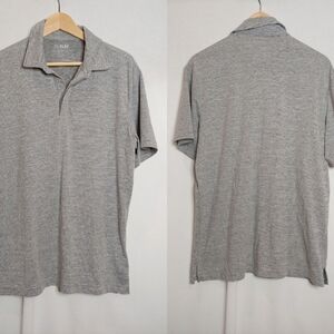 01.Algo Polo Shirt Mens Large Gray Stripe Quick Dry UV SPF‎ 40 Performance L